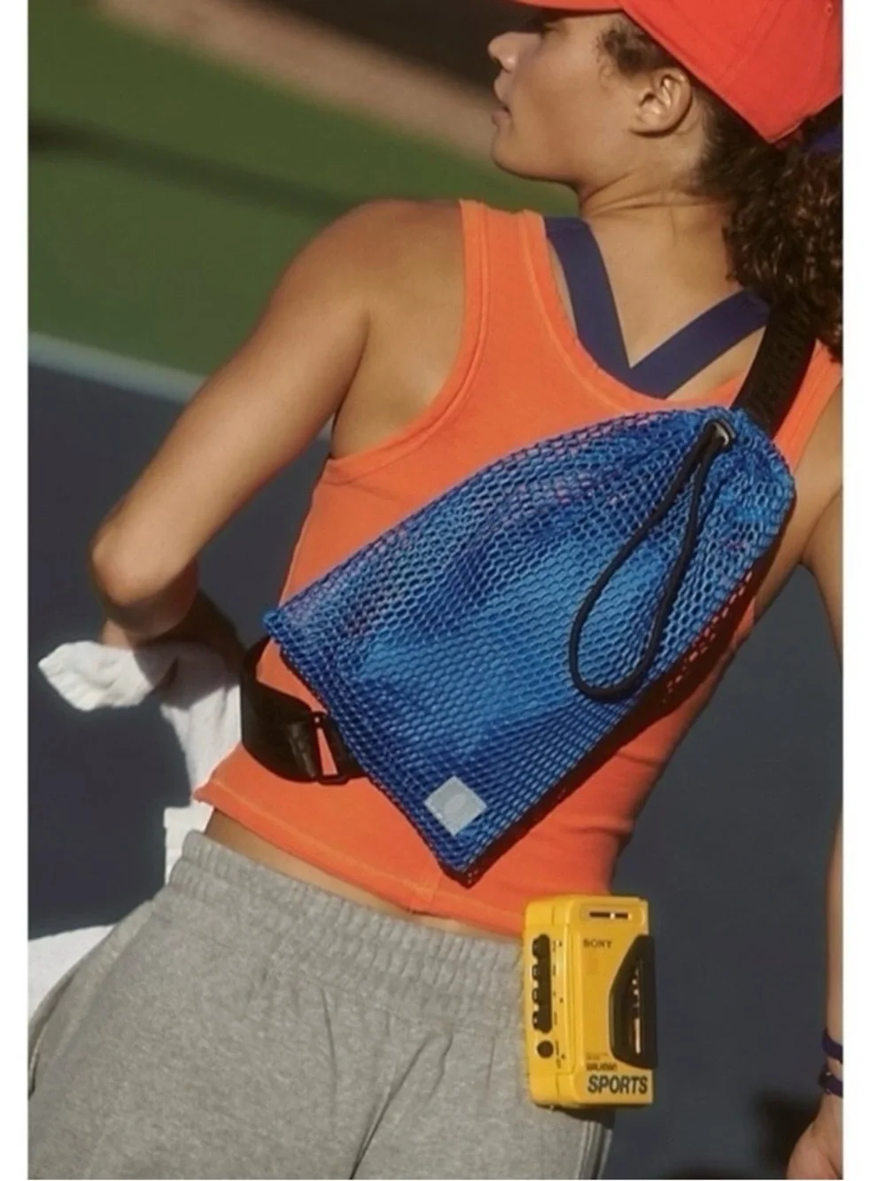 Free People FP Movement Mini Mesh Sling Bag in Lapis Royal Blue NWOT New